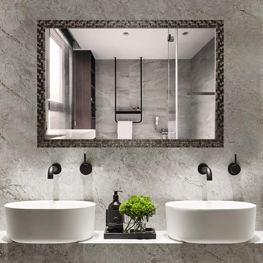 Black Mosaic Textured PS Frame Mirror