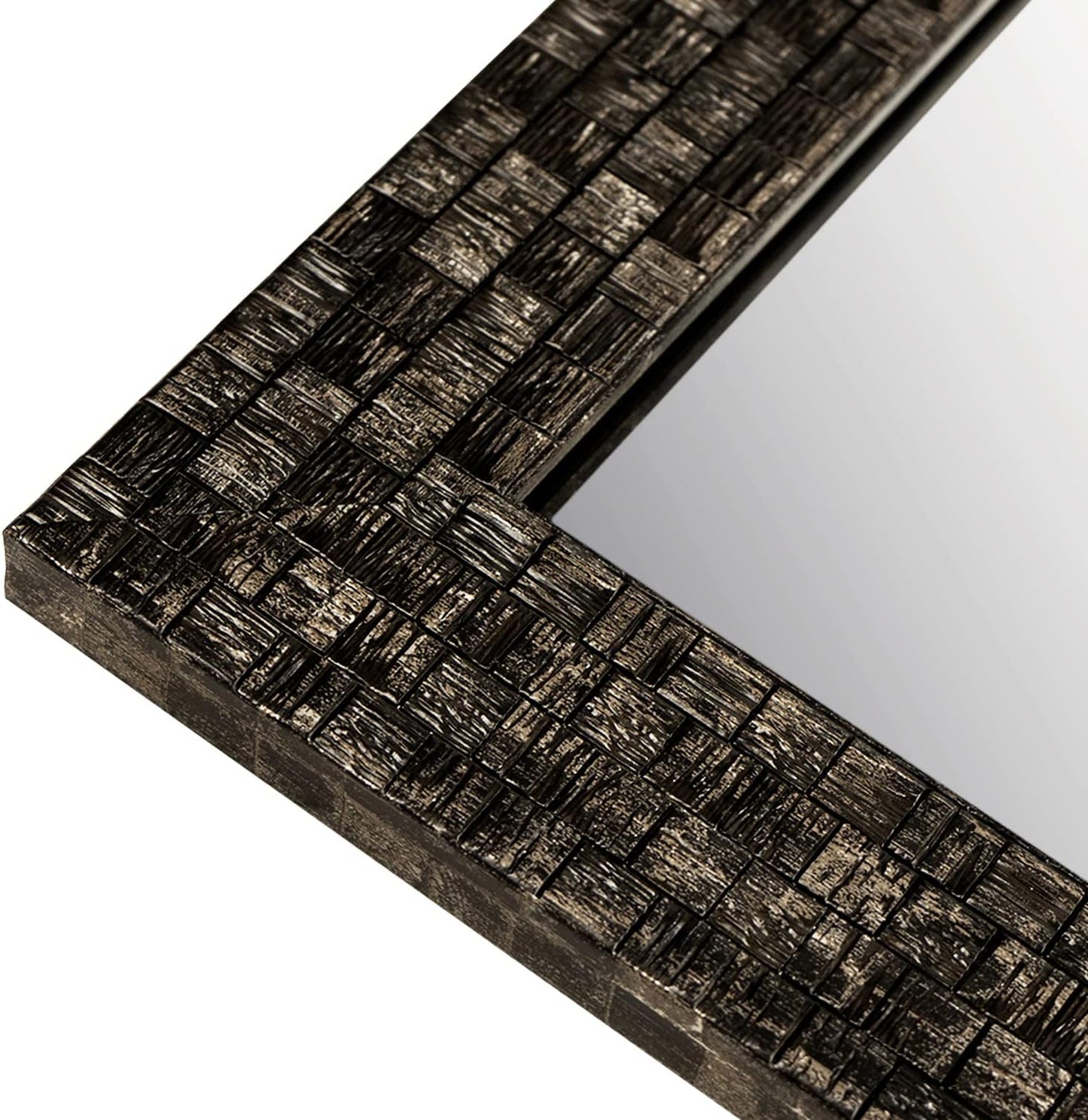 Black Mosaic Textured PS Frame Mirror