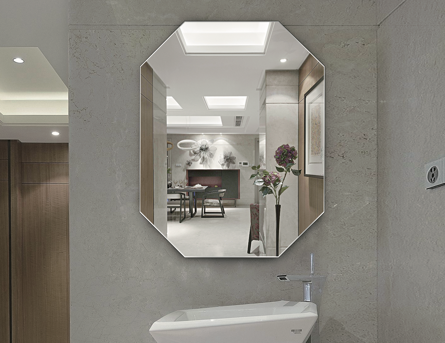 Octagon Frameless Mirror