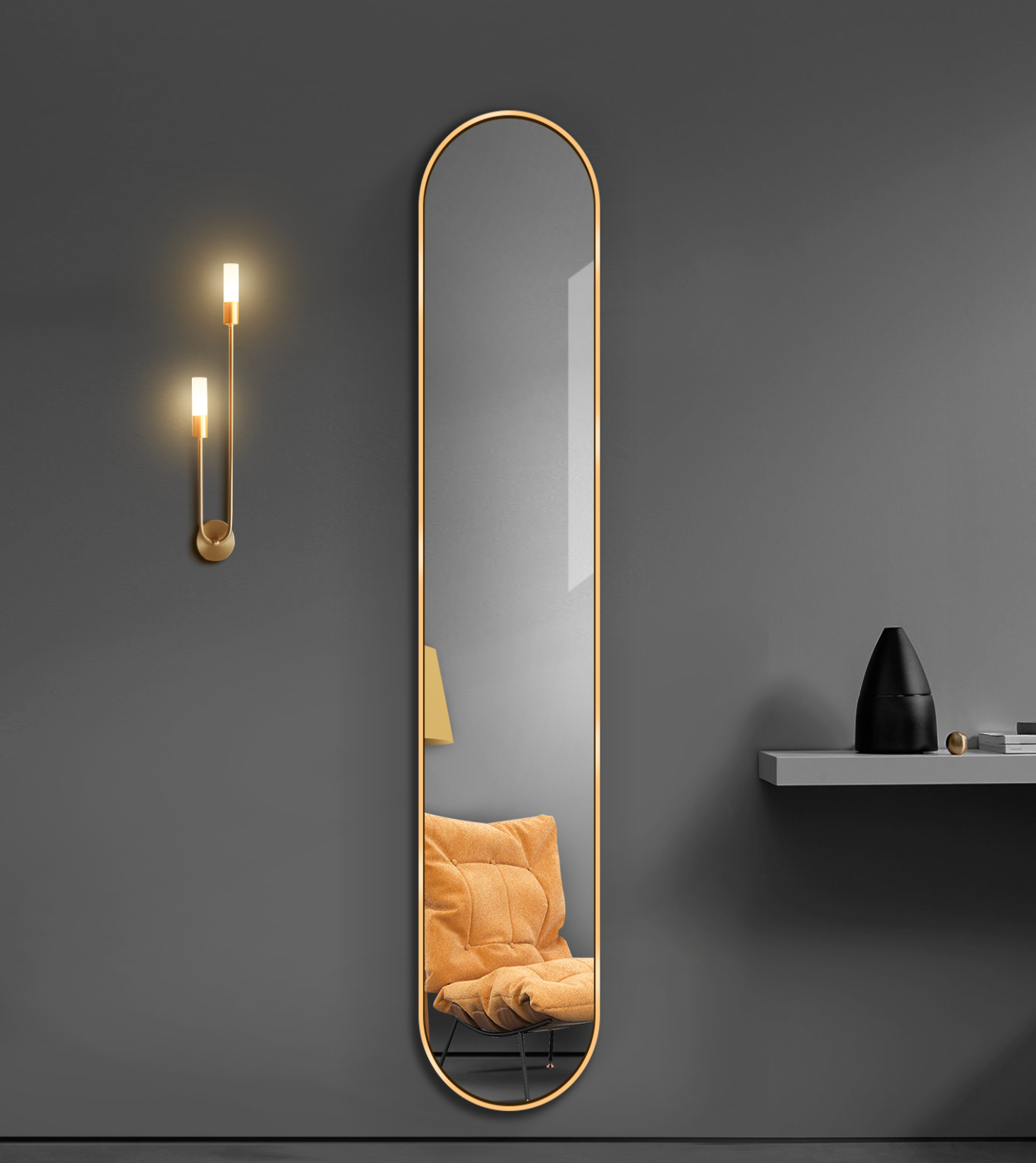 Elegant Ellipse Full Length Alloy Mirror