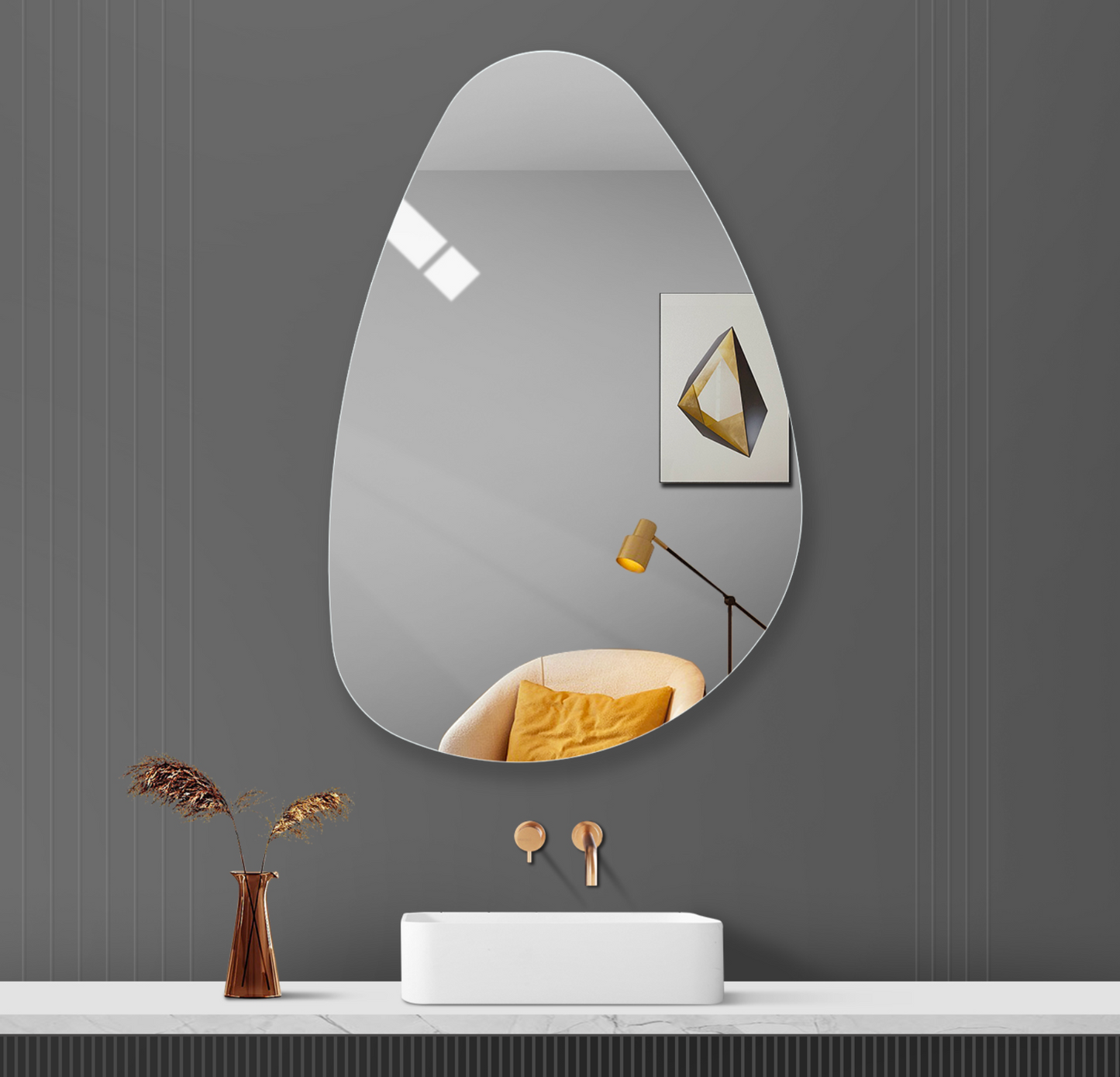 Irregular Oval Frameless Mirror