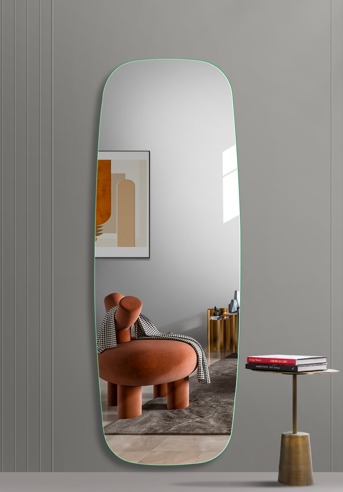 Chubby Rounded Rectangle Frameless Full Length Mirror