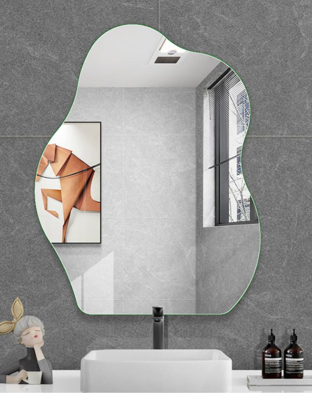 Irregular Urban Cloud Frameless Mirror