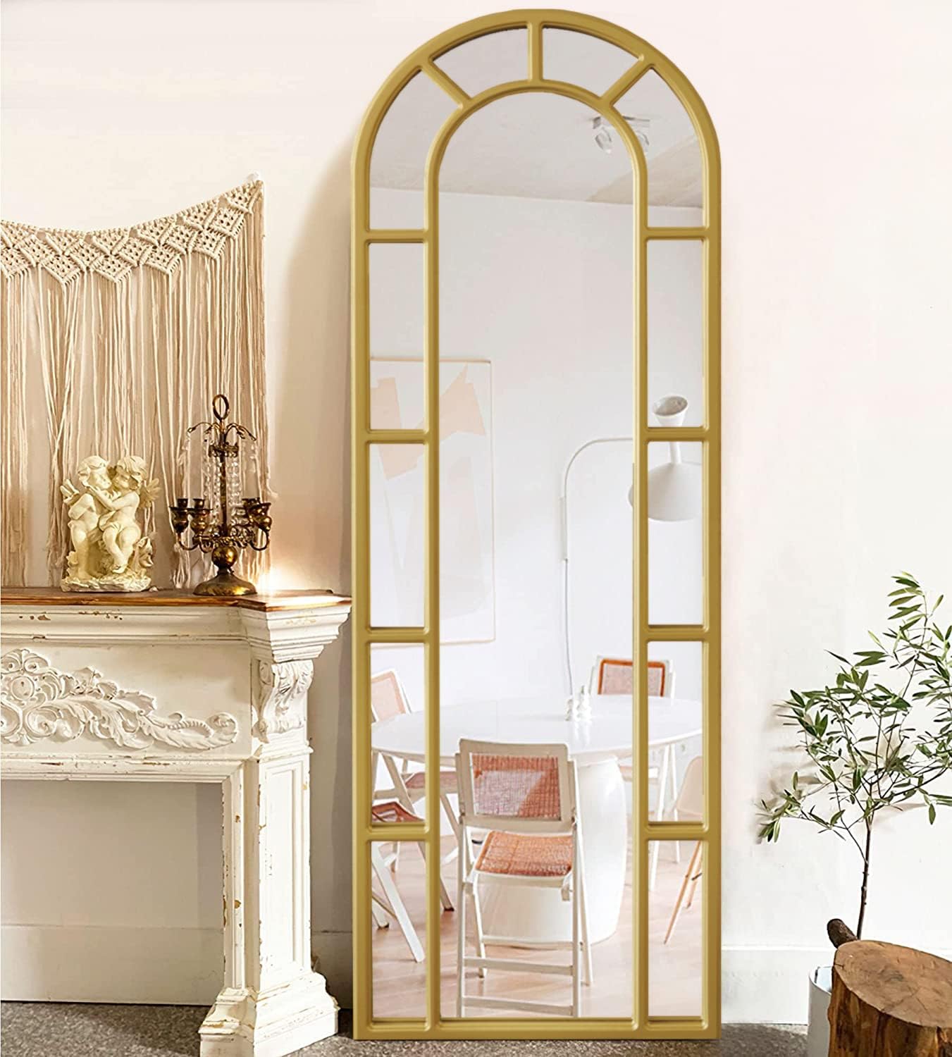 Luxury Champagne Arch Full Length Solid Wood Mirror