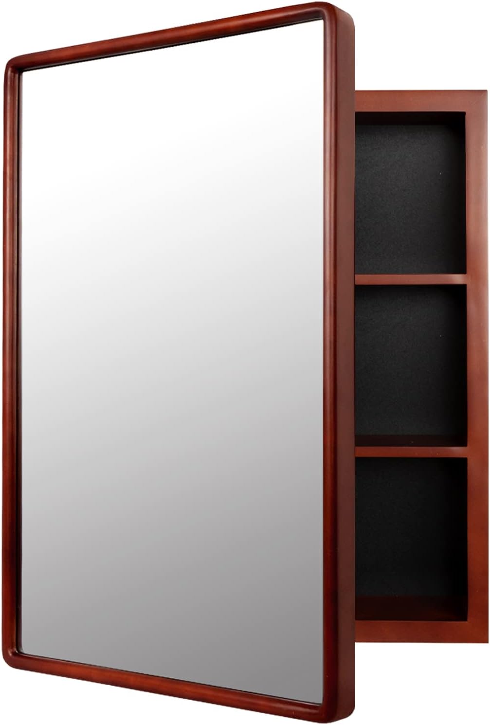 Contemporary Solid Wood Framed Medicine Cabinet Organizer with Mirror