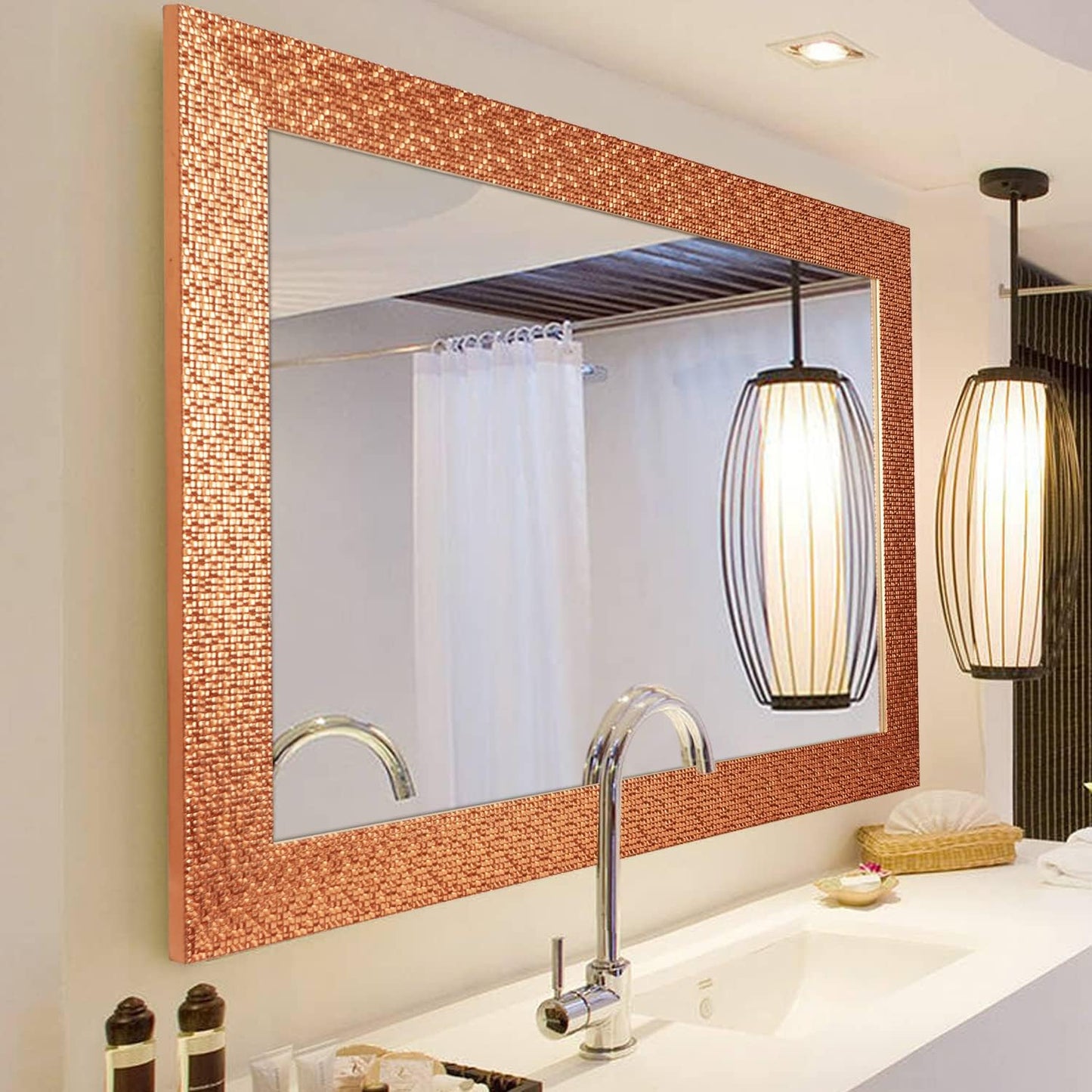 Copper Mosaic Textured PS Frame Mirror