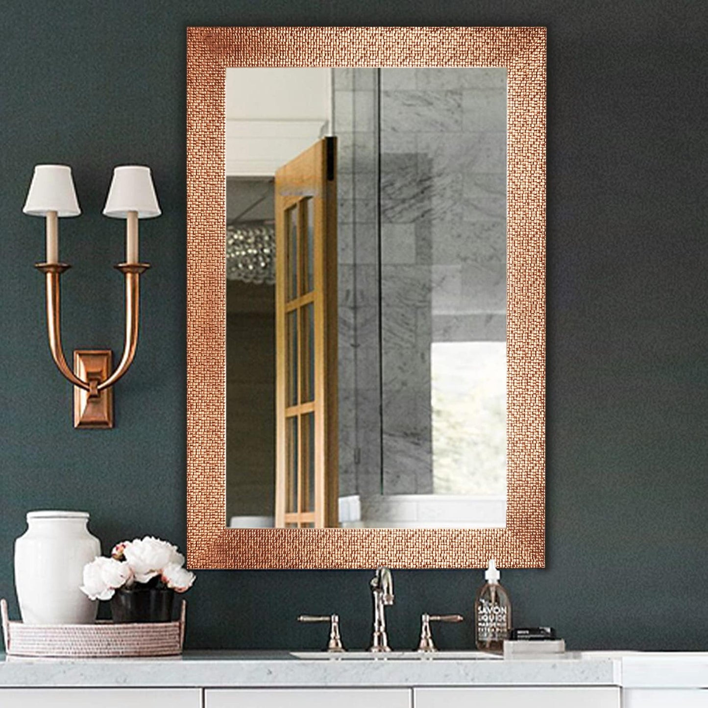 Copper Mosaic Textured PS Frame Mirror