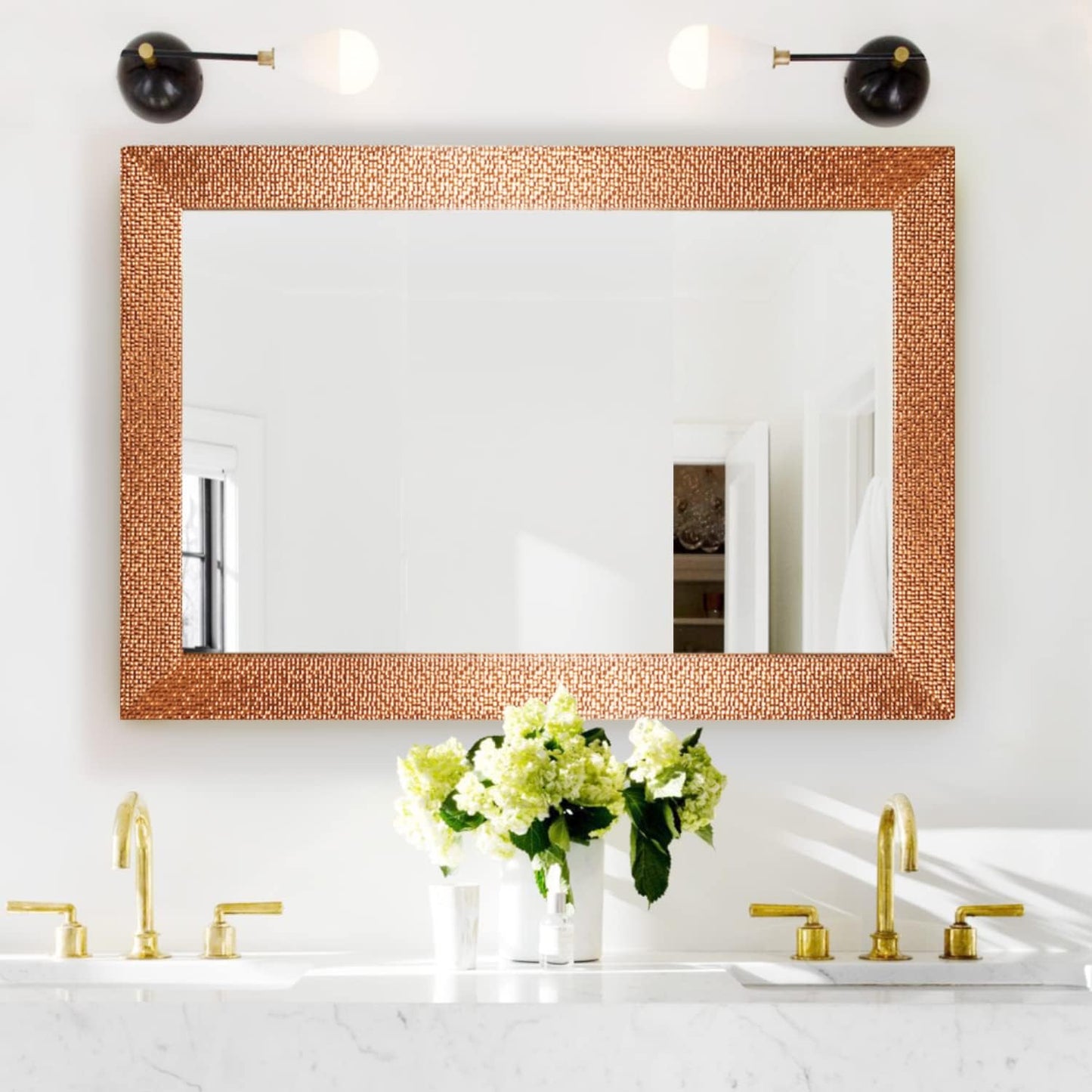 Copper Mosaic Textured PS Frame Mirror