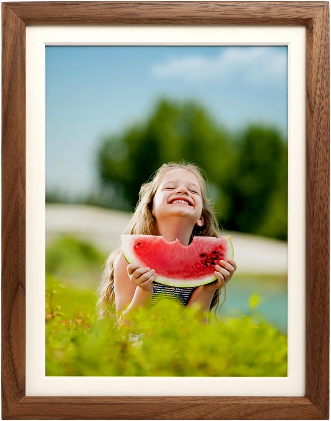 Natural Walnut Solid Wood Flat Tabletop Photo Frames with Mat