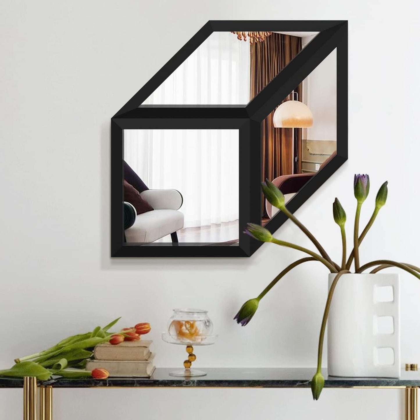 Modern Geometric DIY Solid Wood Framed Glass Mirror