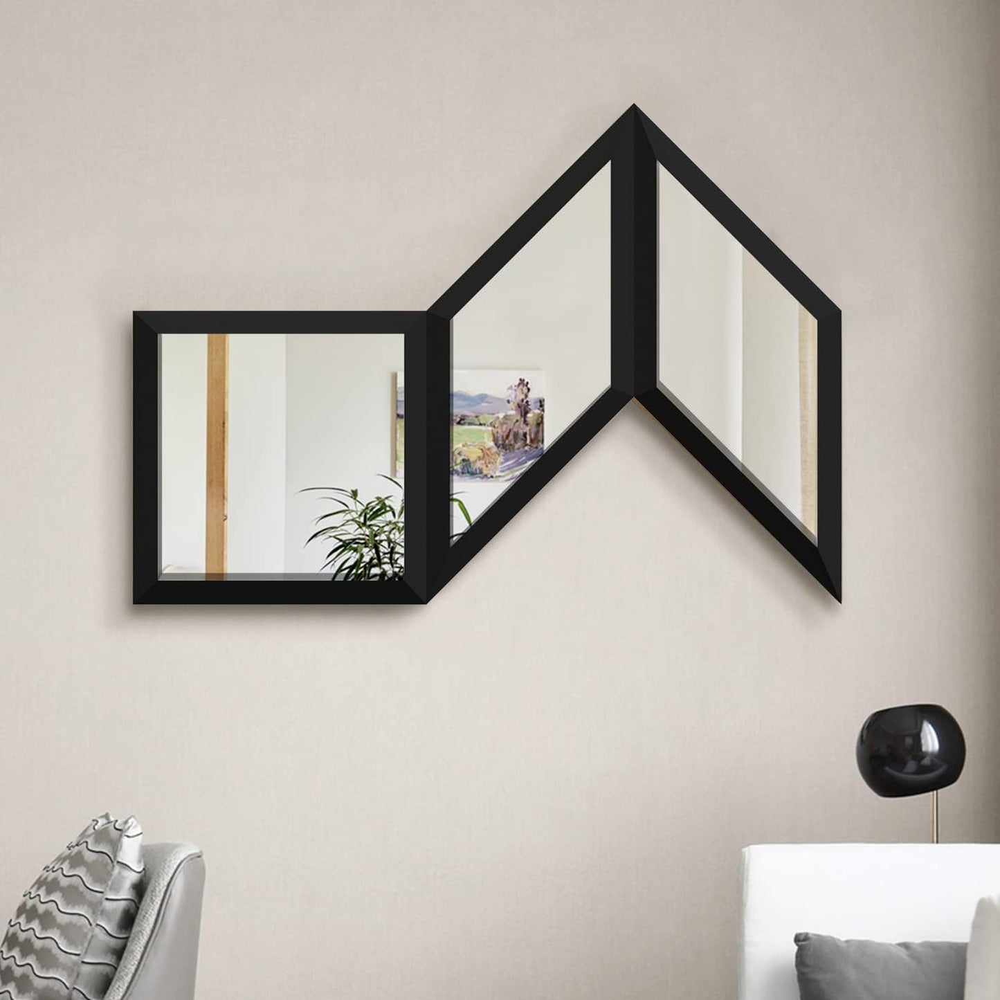 Modern Geometric DIY Solid Wood Framed Glass Mirror