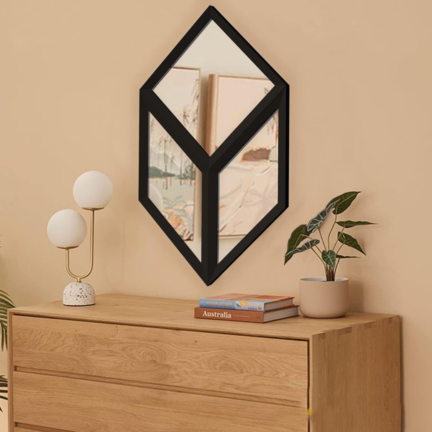 Modern Geometric DIY Solid Wood Framed Glass Mirror