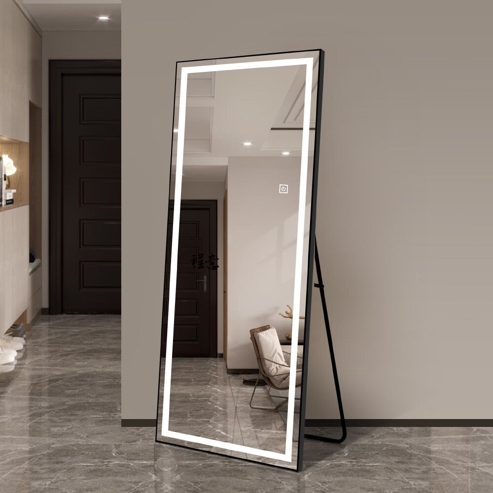 LED Rectangle 2CM Frosted Line Front Light Full Length Alloy Mirror