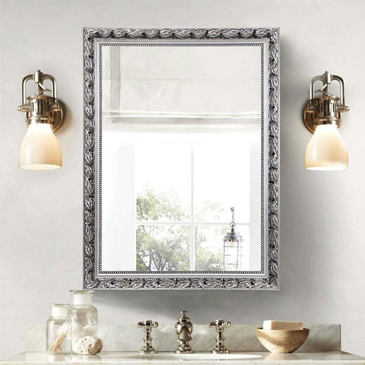 Sliver Vintage leaves Wood Frame Mirror