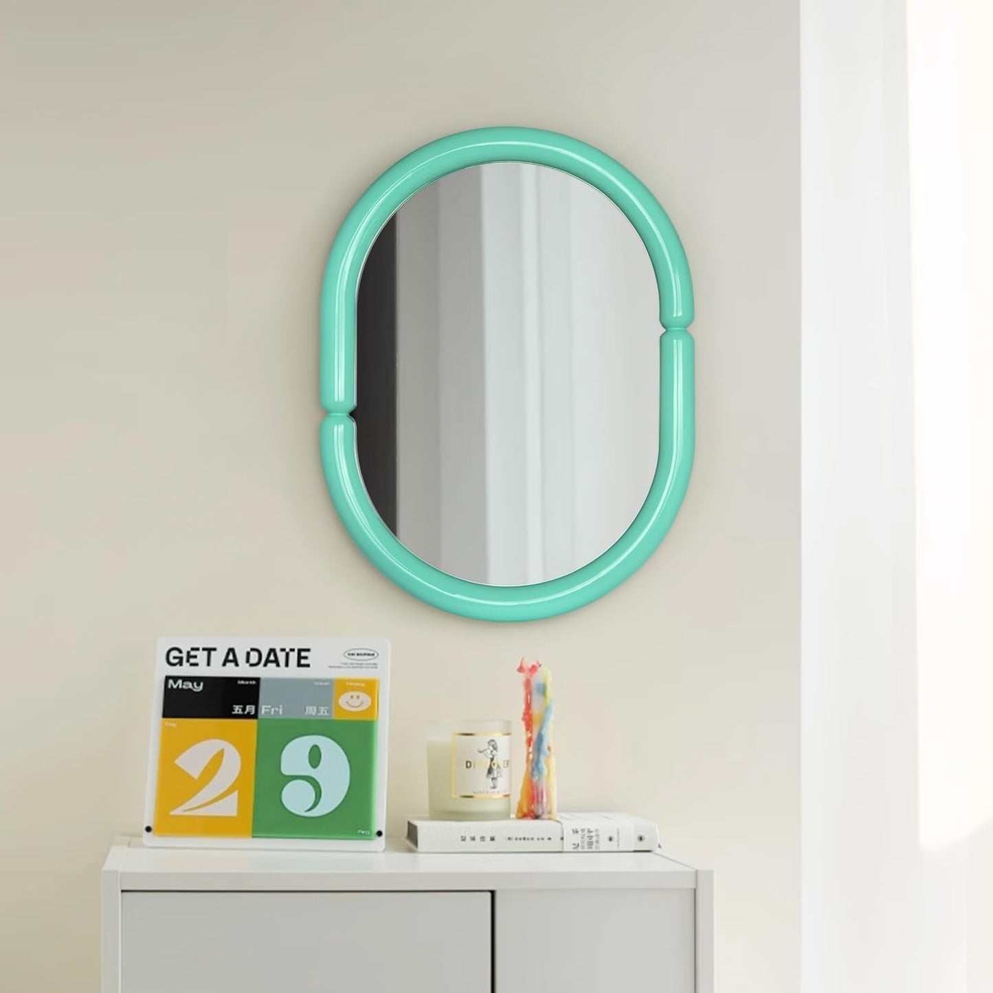 High-End Oval Bagel Solid Wood Framed Mirror