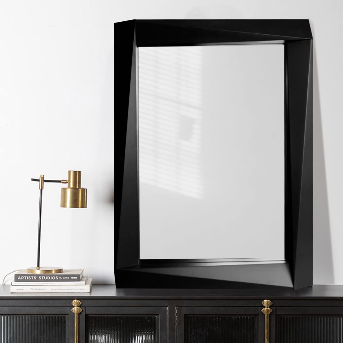 Rustic Stereo Solid Wood Frame Wall Mirror