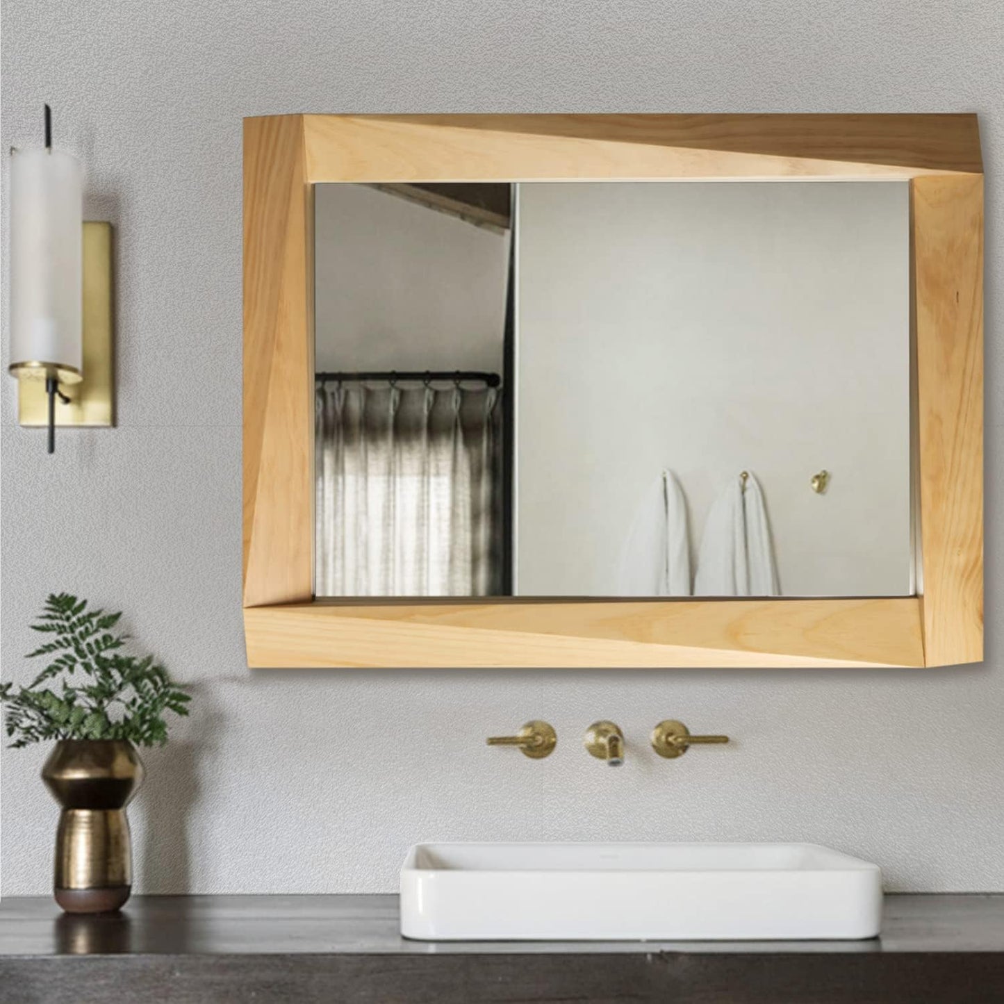 Rustic Stereo Solid Wood Frame Wall Mirror