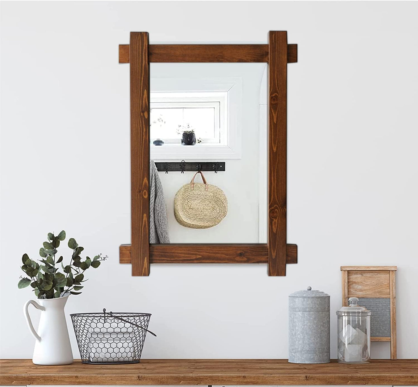 Modern Rustic Solid Wood Farmhouse Decorative Mirror