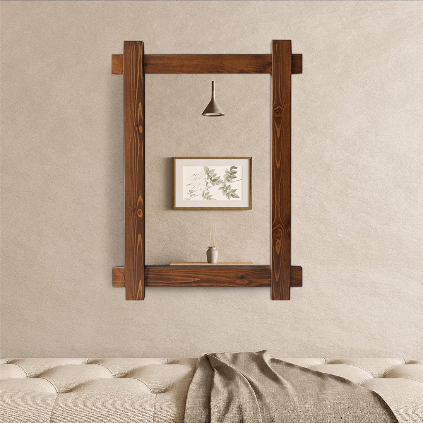 Modern Rustic Solid Wood Farmhouse Decorative Mirror