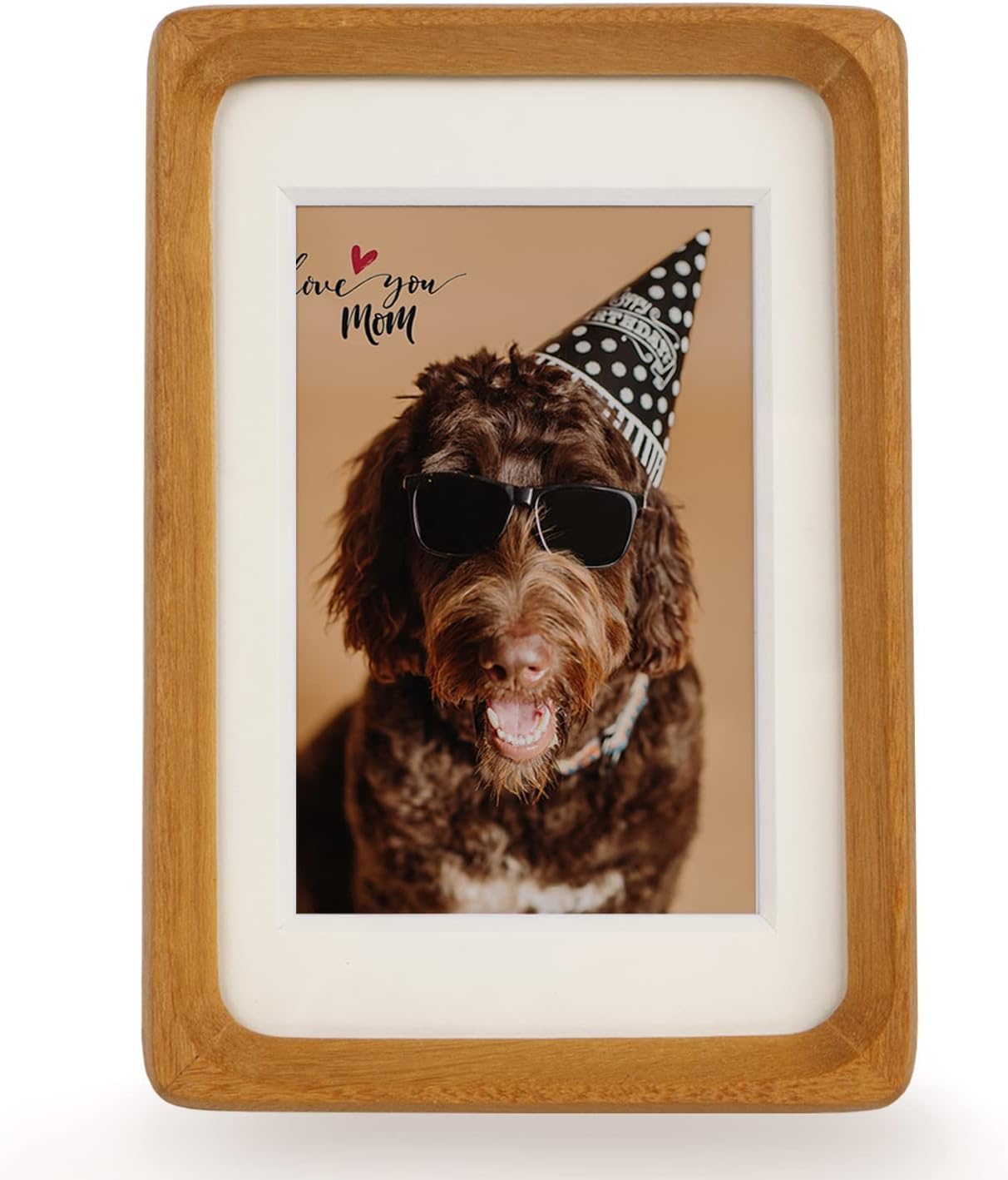 Natural Wood Tabletop Picture Frame with Mat, Vertical or Horizontal Display