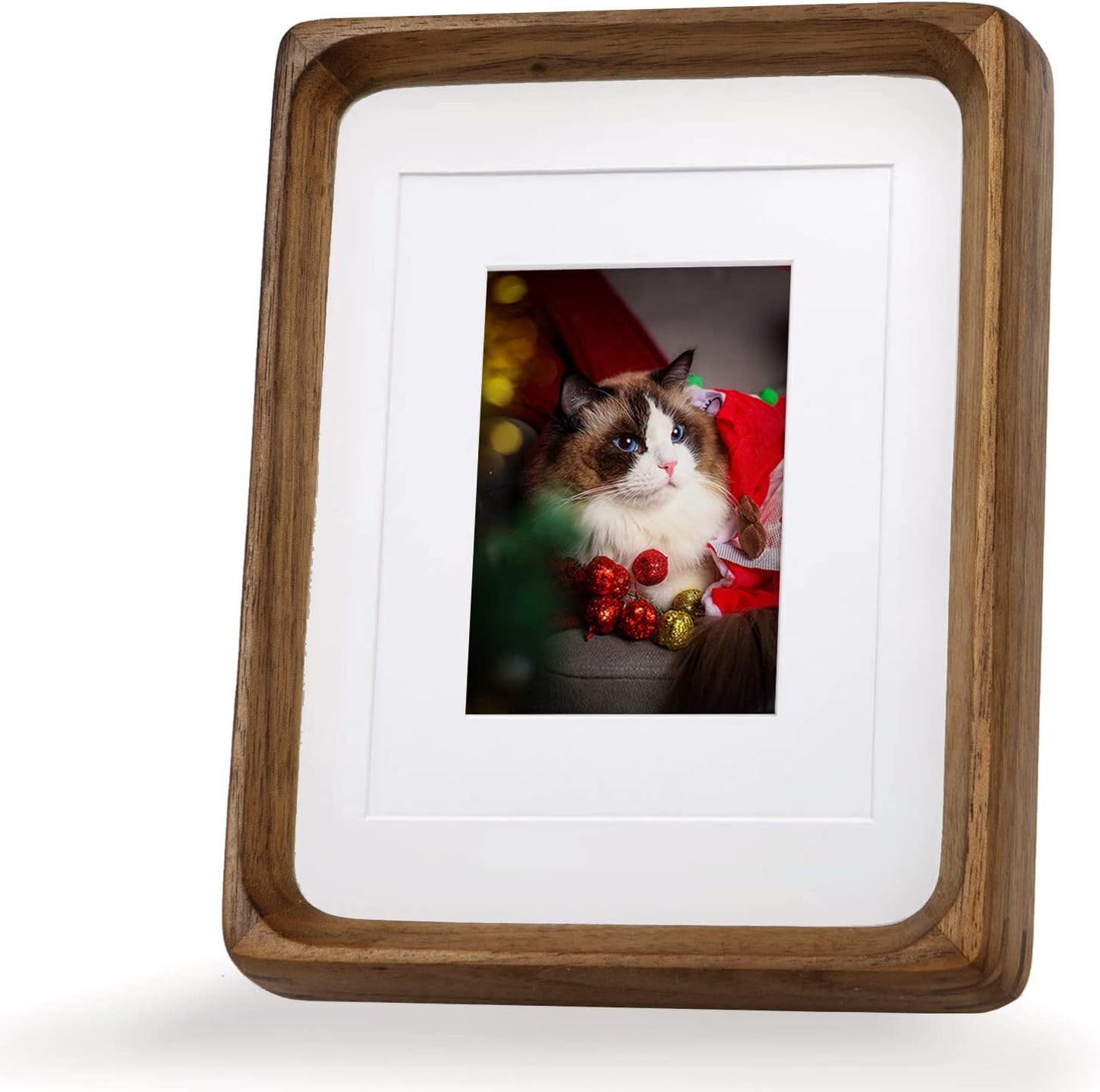 Natural Wood Tabletop Picture Frame with Mat, Vertical or Horizontal Display