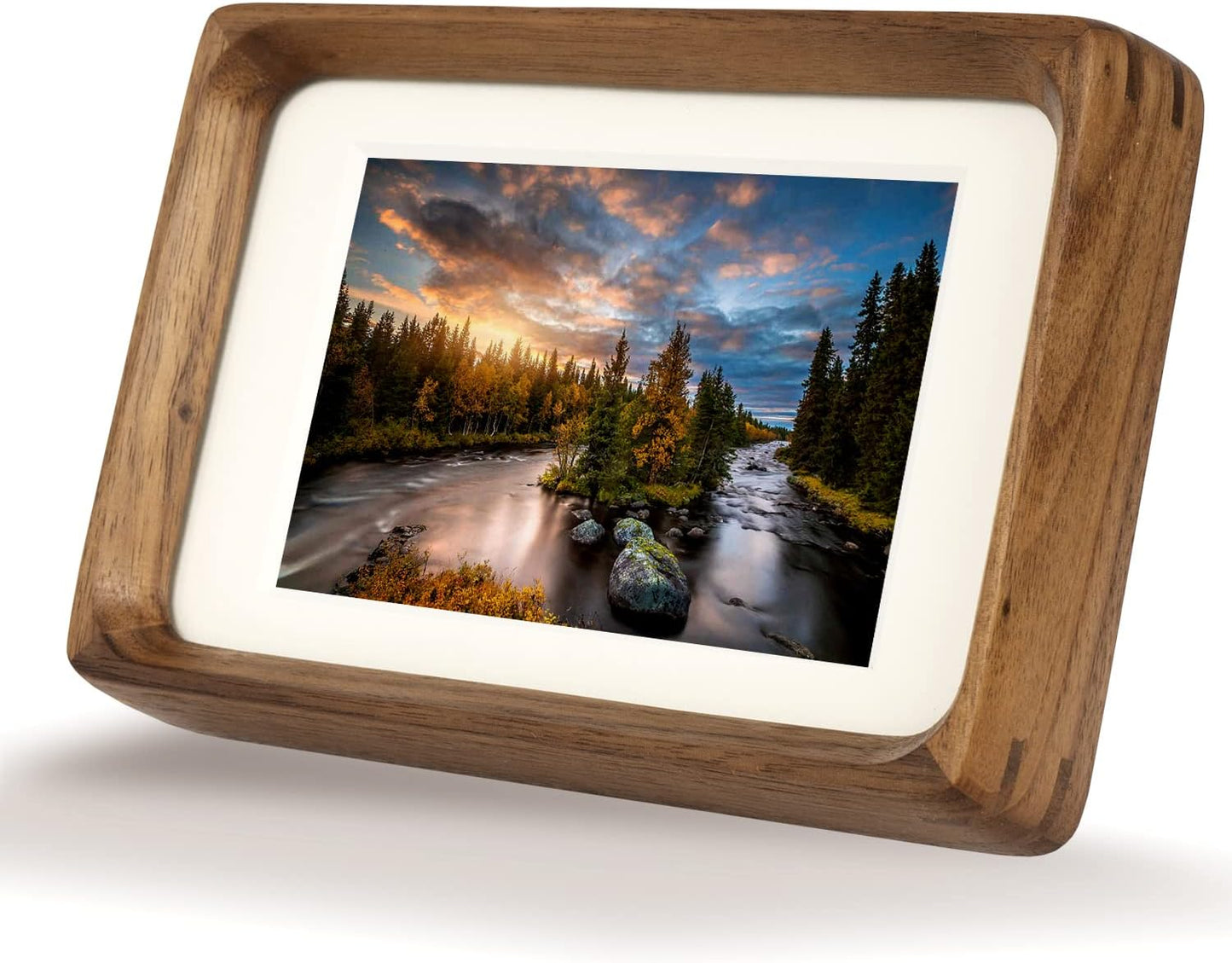 Natural Wood Tabletop Picture Frame with Mat, Vertical or Horizontal Display