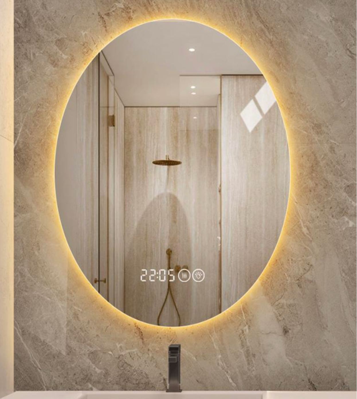 LED Ellipse Backlit Frameless Mirror