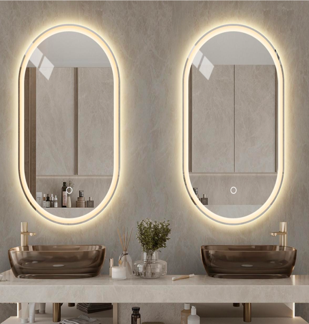 LED Modern Oval 2CM Frosted Line Front Light Mirror