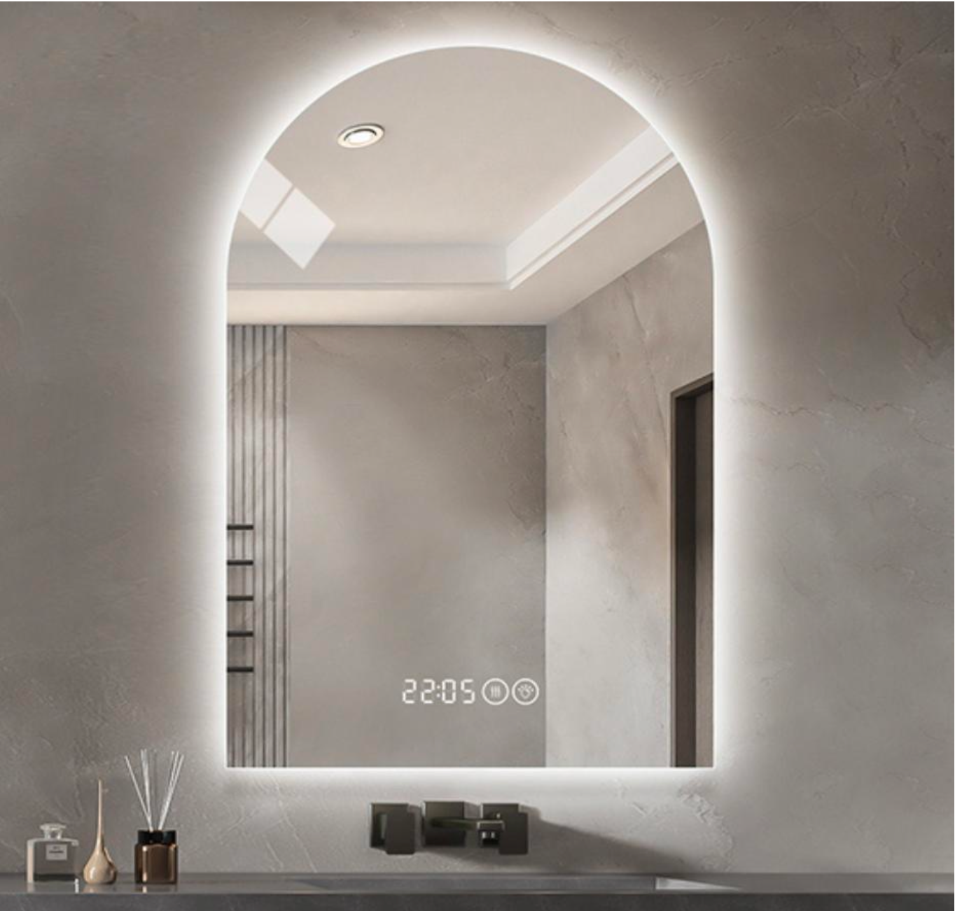 LED Arch Backlit Frameless Mirror