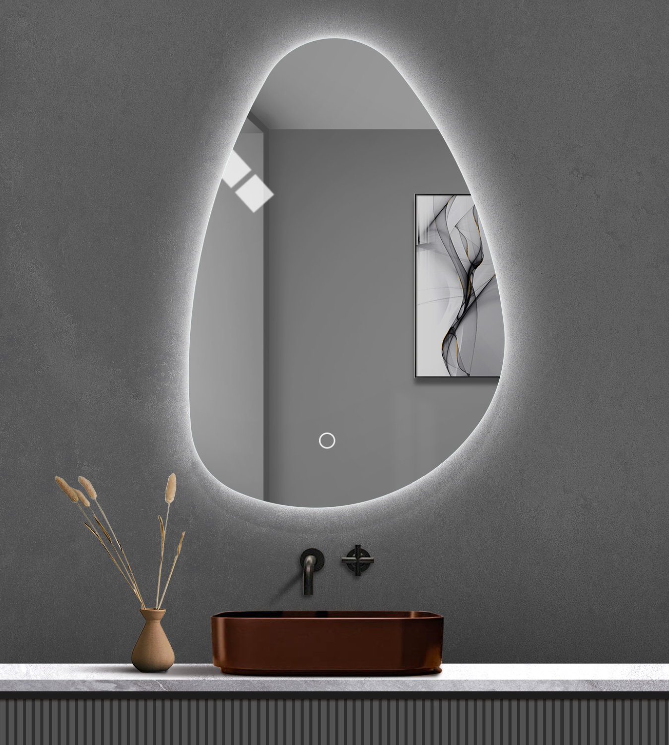 LED Irregular Oval Backlit Frameless Mirror