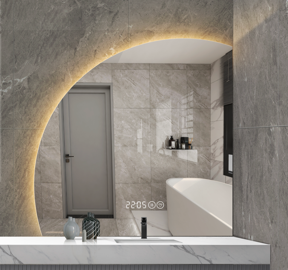 LED Modern Quarter Curve Backlit Frameless Mirror