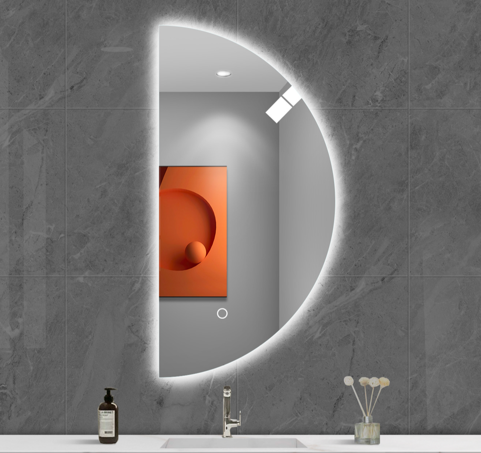 LED Half Moon Backlit Frameless Mirror