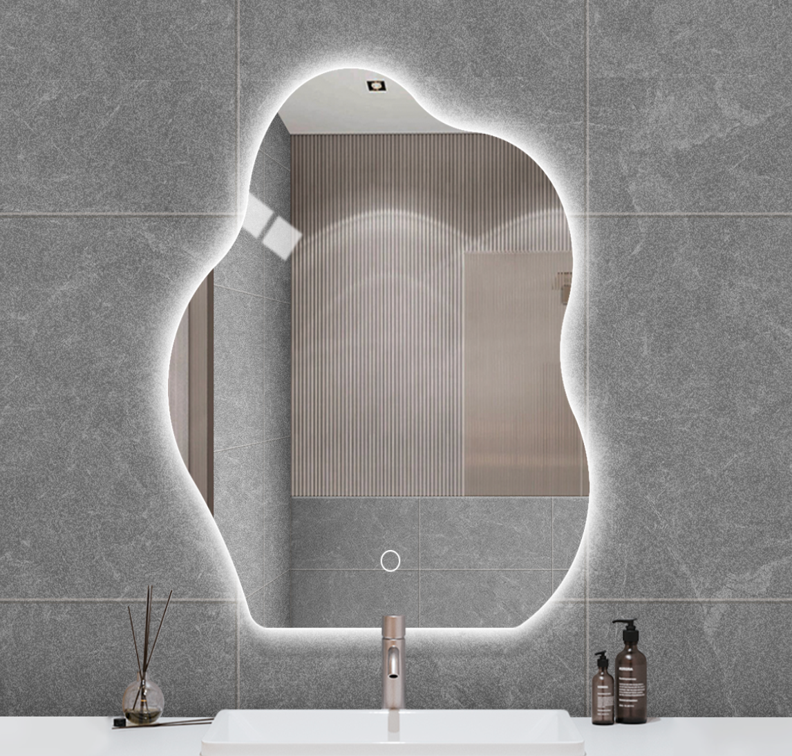 LED Irregular Urban Cloud Backlit Frameless Mirror