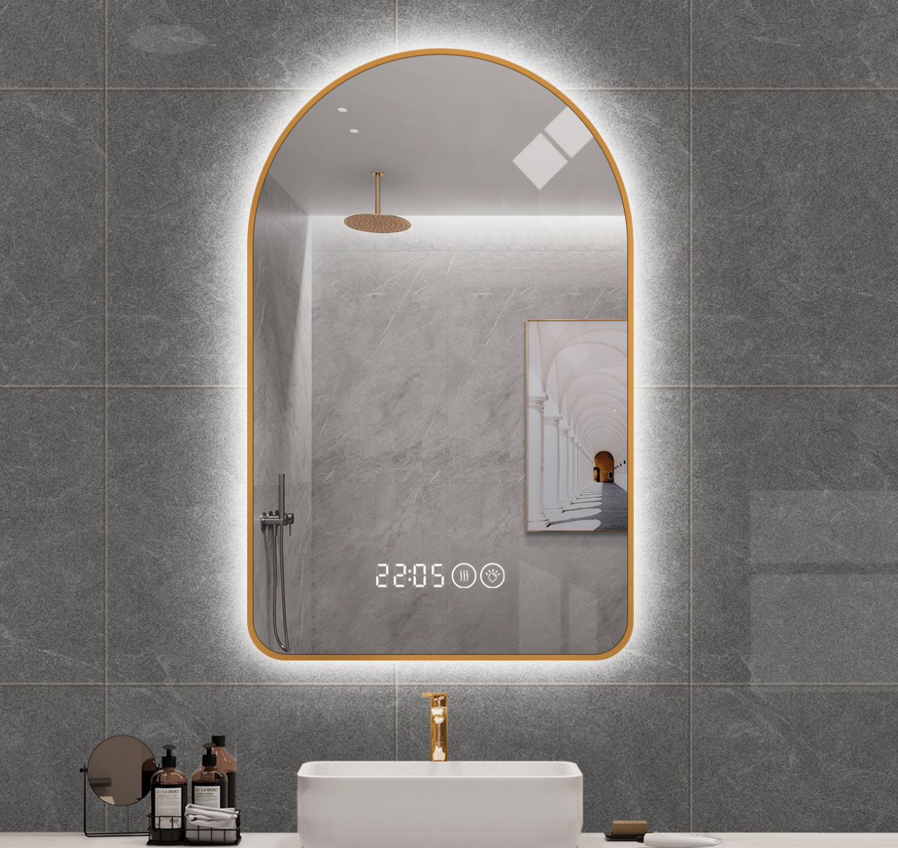 LED Classic Arch Backlit Alloy Mirror