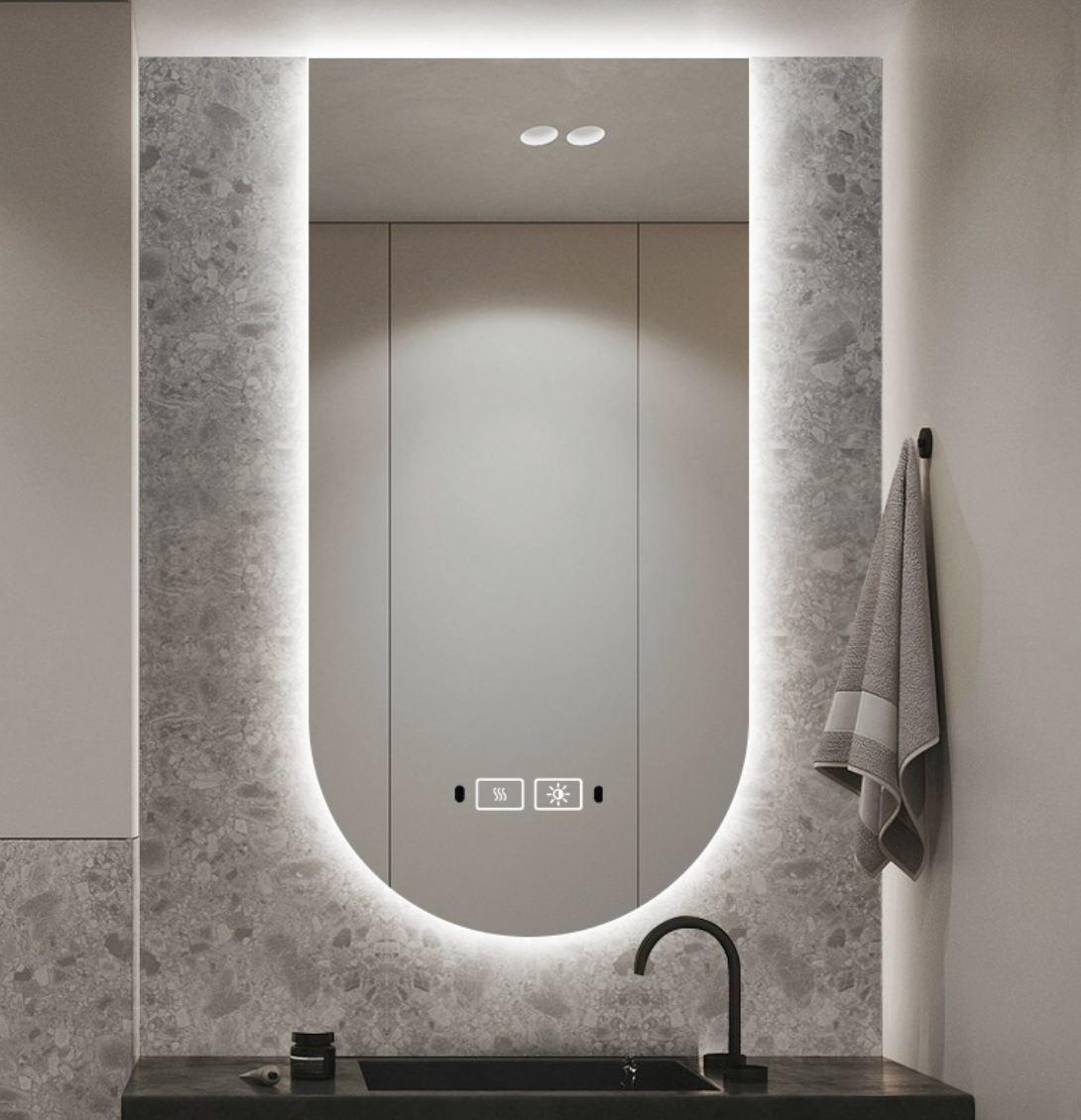 LED Semi-Oval Backlit Frameless Mirror