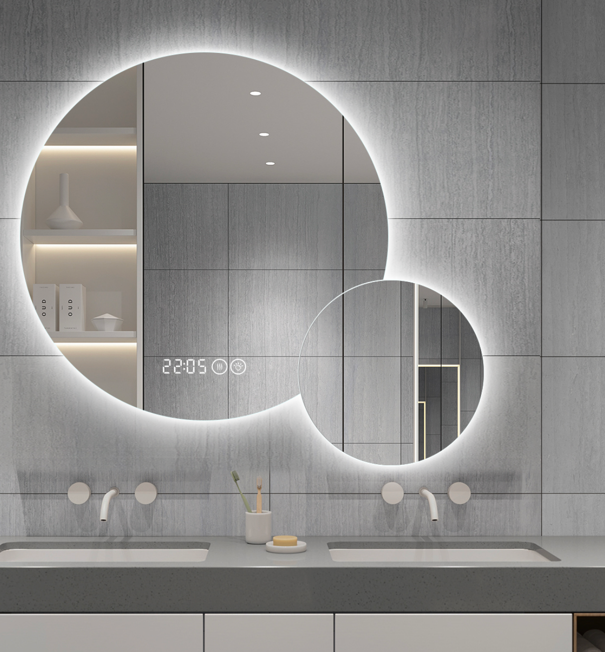 LED Double Bubble Backlit Frameless Mirror