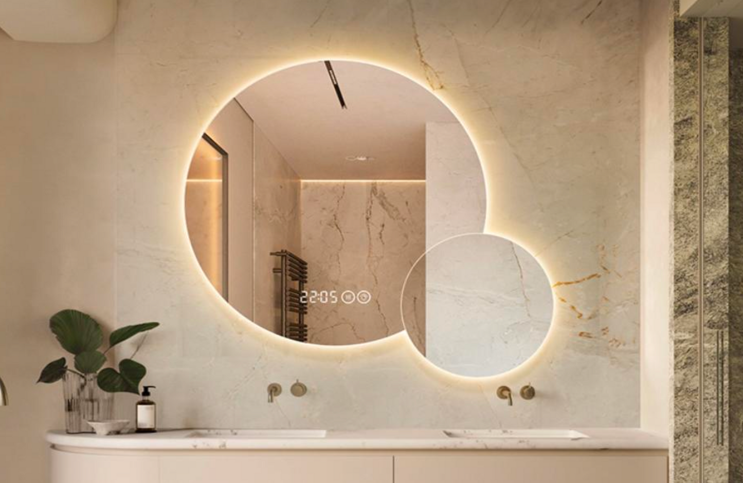 LED Double Bubble Backlit Frameless Mirror