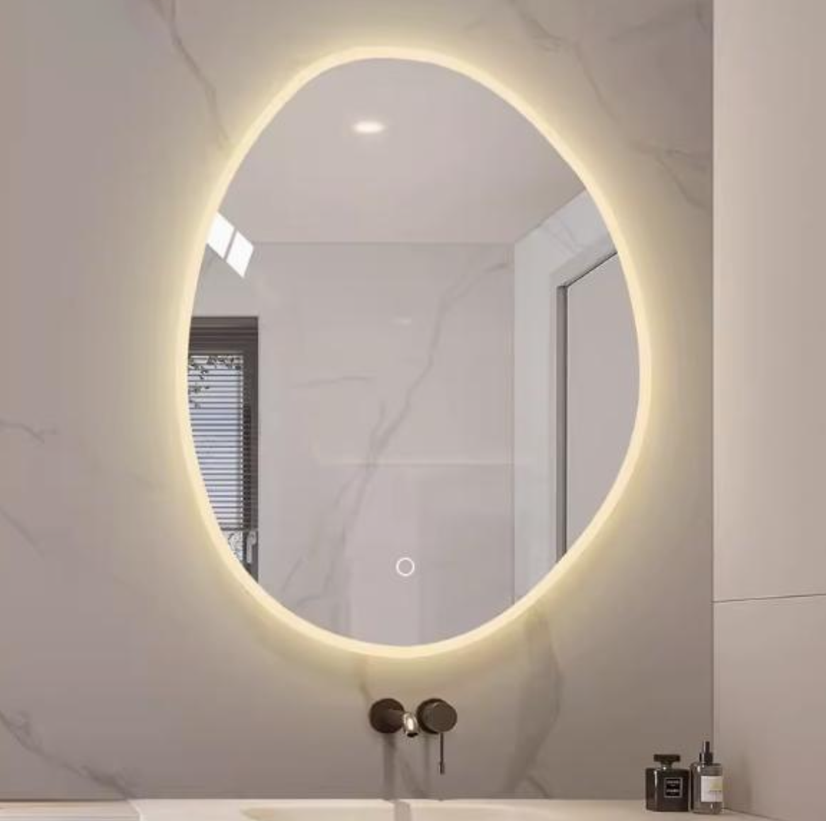 LED Wabi-Sabi Egg Front Light Frameless Mirror