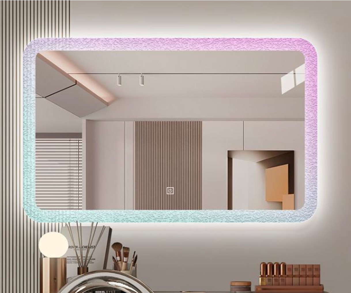 LED Ombre Glow Rounded Rectangle Front Light Acrylic Mirror