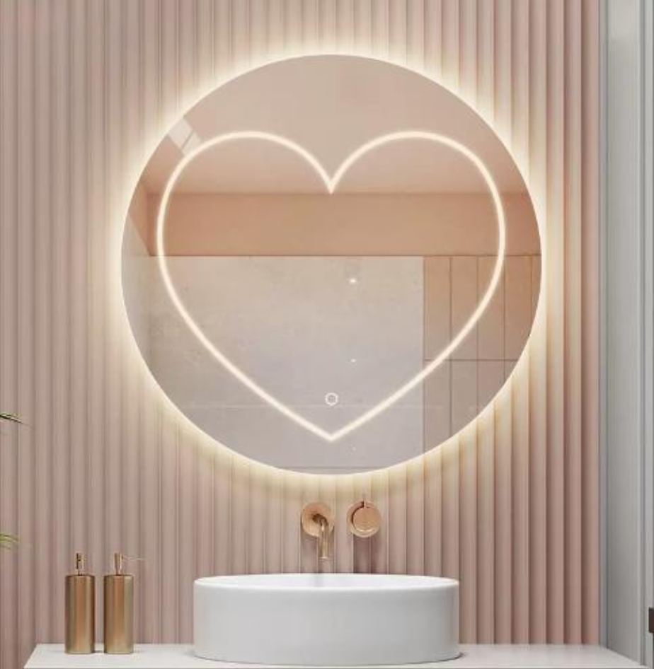 LED Heart of Dream Full Circle Front Light Frameless Mirror